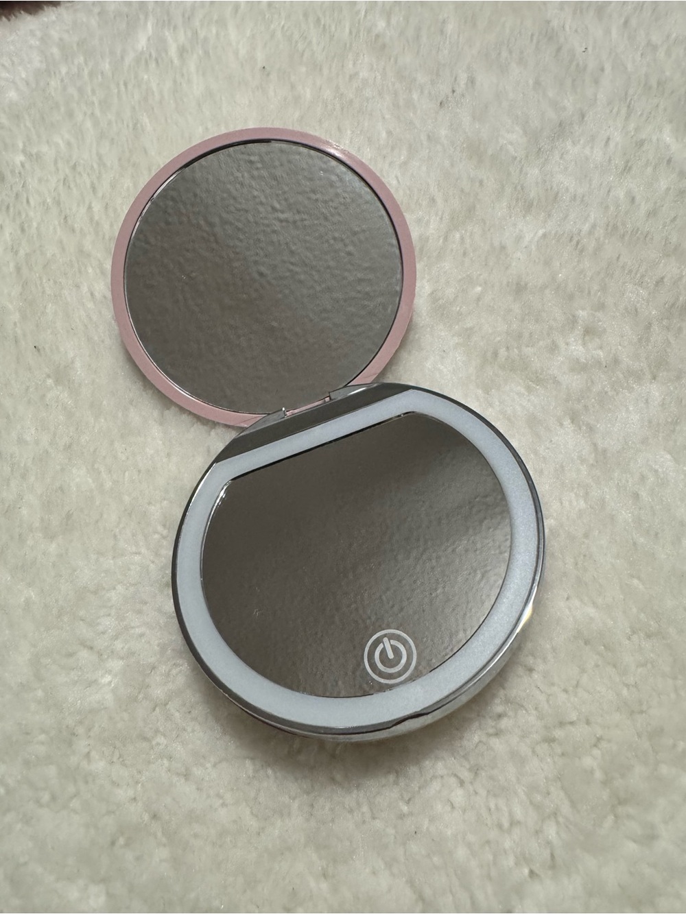 Compact LED Lighted Travel Mirror - Pink